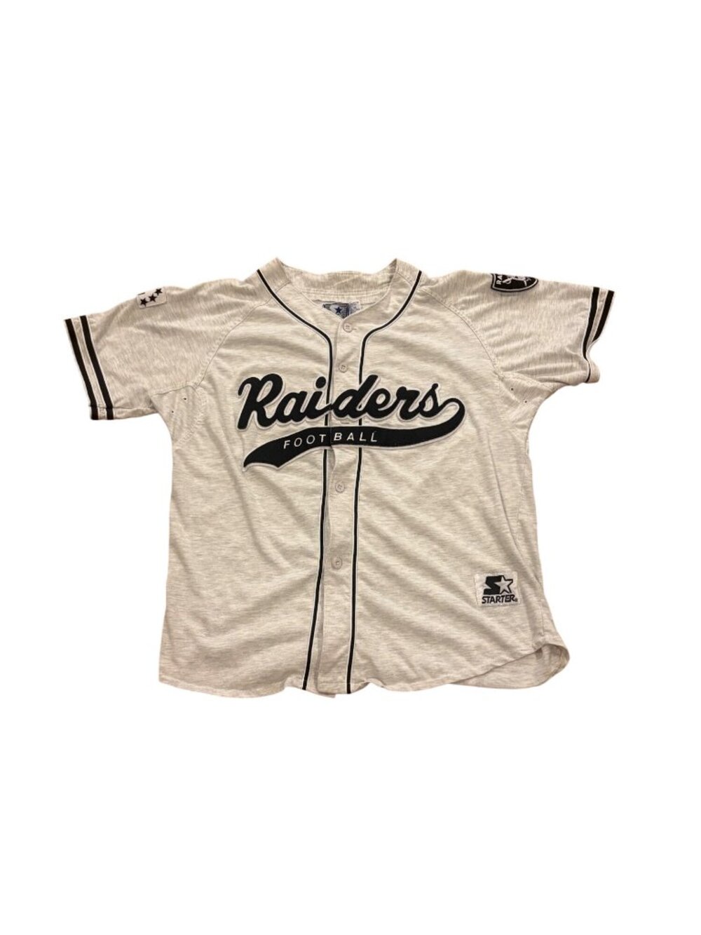 Vintage 90s Starter Los Angels Raiders Tail Sweep NFL Baseball Jersey Men's XL - Picture 1 of 6